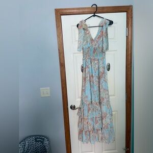 Petal and Pup light Blue Floral Maxi Dress size XS